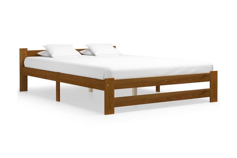 Sengestel 140x200 cm massivt Fyrretræ Honningbrun - Brun - Sengeramme & sengestel