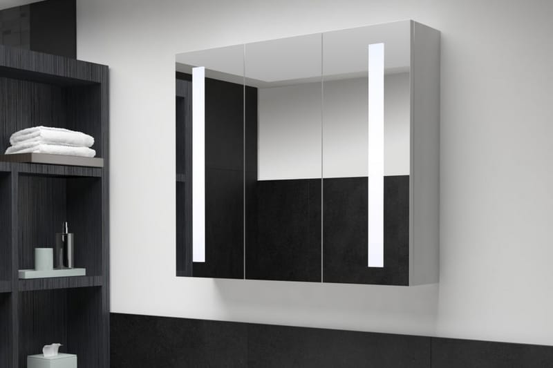 Badeværelsesskab med spejl LED 89 x 14 x 62 cm - Hvid - Badeværelse - Badeværelsesmøbler - Badeværelsesskab