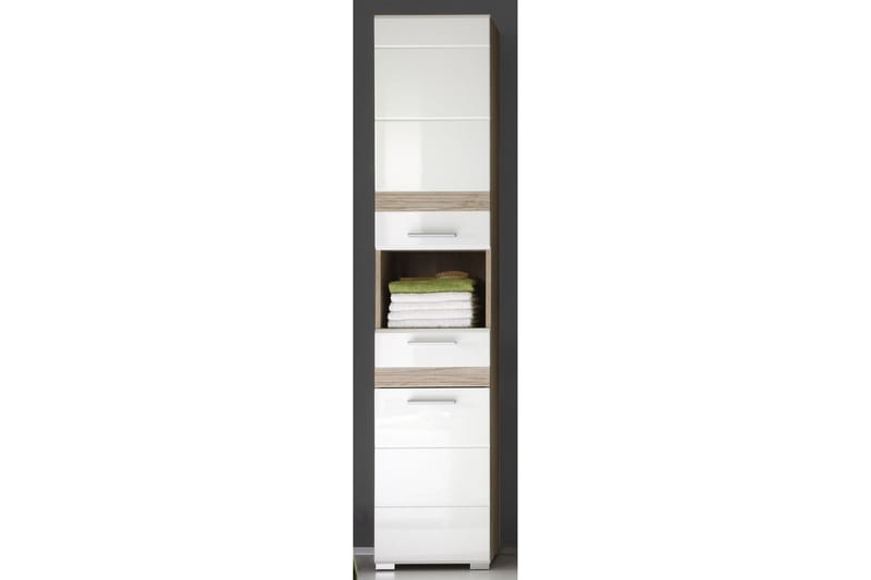 Aeon Møbelsæt XL 3 delar - Lys Eg/Hvid højglans - Badeværelse - Badeværelsesmøbler - Komplette møbelpakker