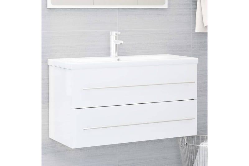 Vaskeskab 90x38,5x48 cm Spånplade Hvid - Hvid - Badeværelse - Badeværelsesmøbler - Underskabe