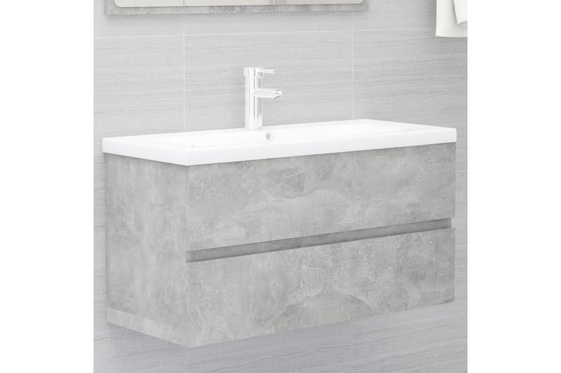vaskeskab med indbygget håndvask spånplade betongrå - Grå - Badeværelse - Badeværelsesmøbler - Underskabe