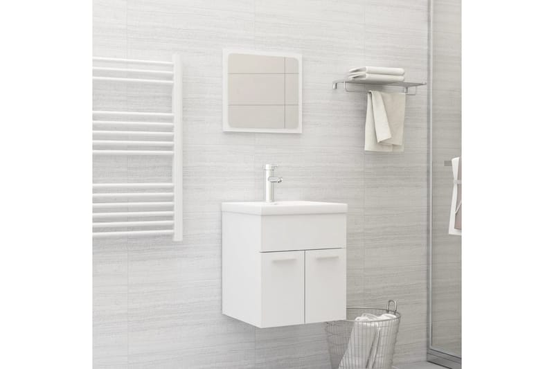 badeværelsesmøbelsæt 2 dele spånplade hvid - Hvid - Badeværelse - Badeværelsesmøbler - Vægskabe & højskabe