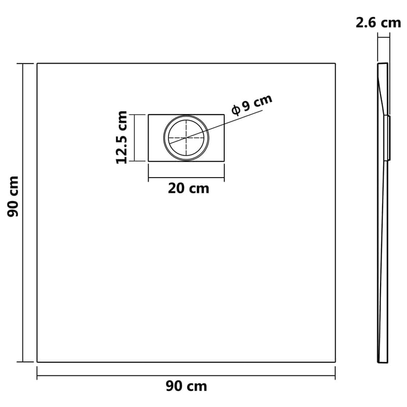 brusekar SMC 90 x 90 cm sort - Sort - Badeværelse - Badeværelsestilbehør - Øvrigt