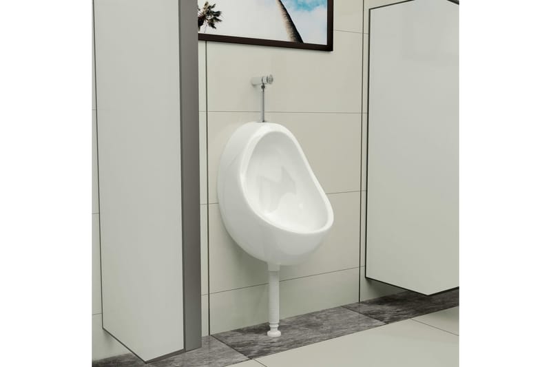 væghængt urinal med skylleventil keramisk hvid - Hvid - Badeværelse - Toiletter - Væghængt