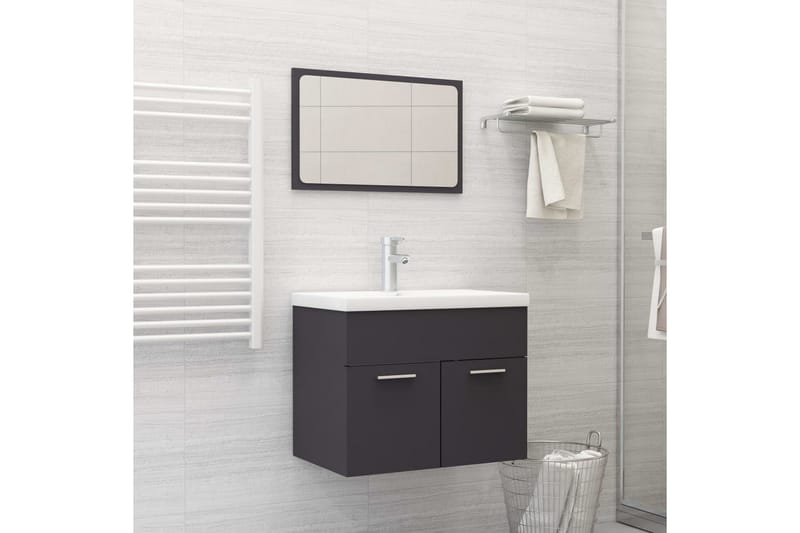 badeværelsesmøbelsæt spånplade grå - Grå - Badeværelse - Badeværelsesmøbler - Komplette møbelpakker