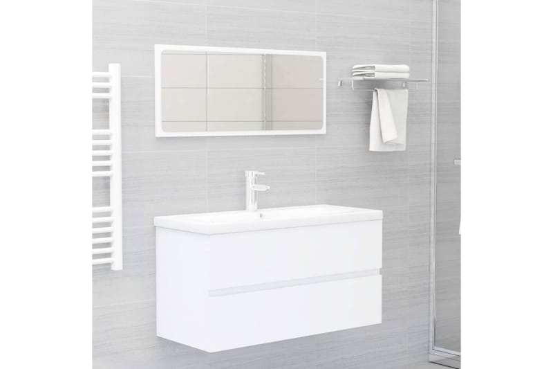 badeværelsesmøbelsæt 2 dele spånplade hvid - Hvid - Badeværelse - Badeværelsesmøbler - Vægskabe & højskabe