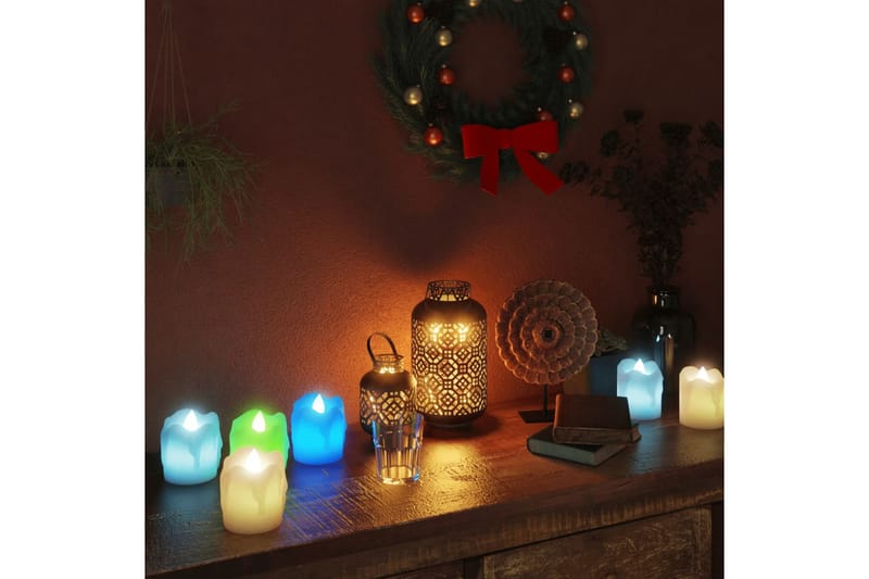 LED-fyrfadslys 24 stk. farverigt lys - Hvid - Belysning - Julebelysning - Øvrig julebelysning