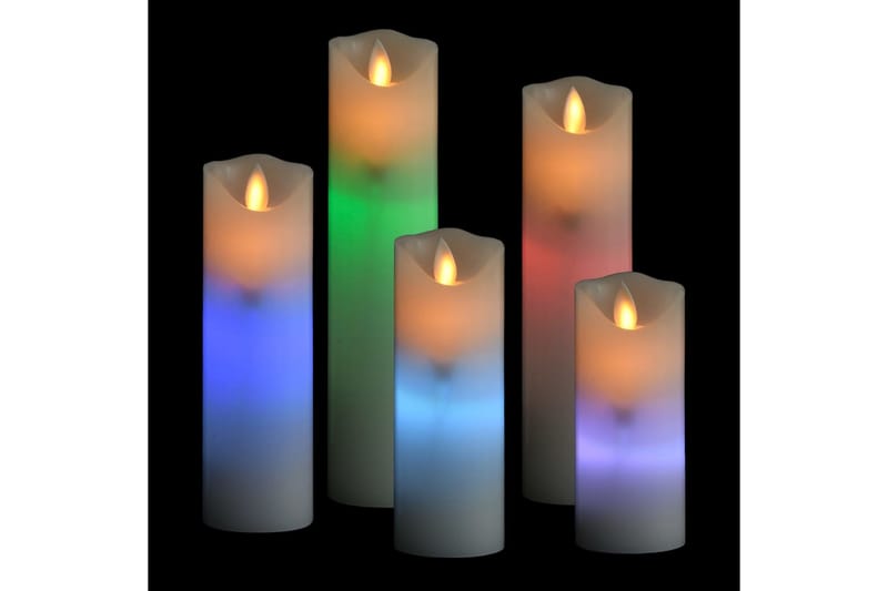LED-stearinlyssæt i 5 dele timer & fjernbetjening flerfarvet - Creme - Belysning - Julebelysning - Øvrig julebelysning