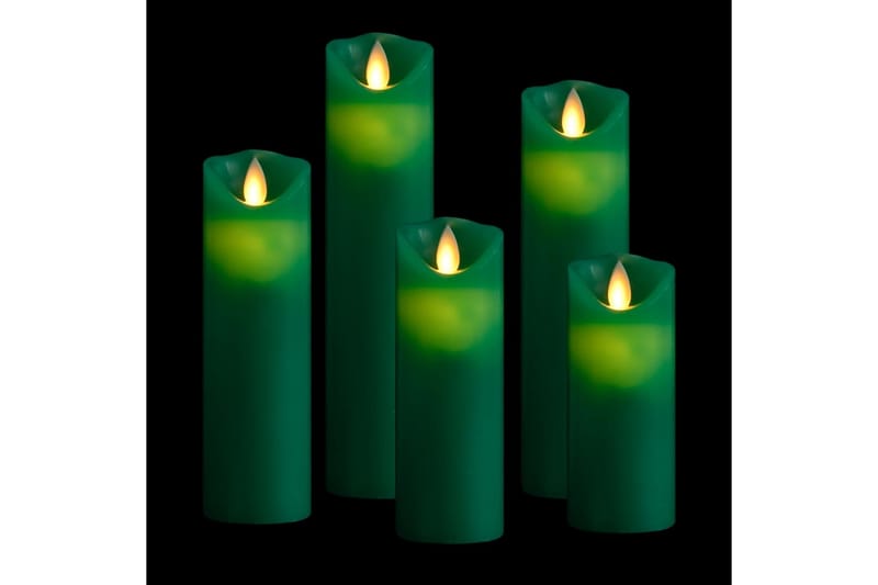 LED-stearinlyssæt i 5 dele timer og fjernbetjening varm hvid - Grøn - Belysning - Julebelysning - Øvrig julebelysning