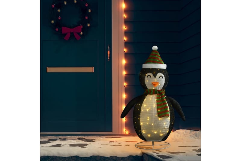 dekorativ julepingvin med LED-lys luksuriøst stof 120 cm - Sort - Belysning - Julebelysning - Julebelysning udendørs