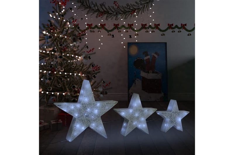 dekorative julestjerner 3 stk. LED-lys udendørs indendørs - Hvid - Belysning - Julebelysning - Julelys udendørs