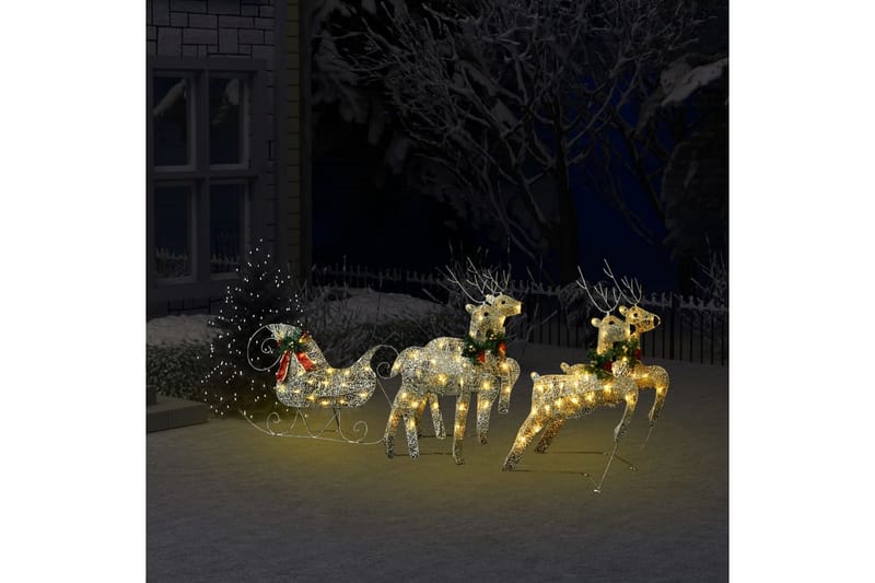 rensdyr & kane udendørs juledekoration 100 LED'er guldfarvet - Guld - Belysning - Julebelysning - Julelys udendørs