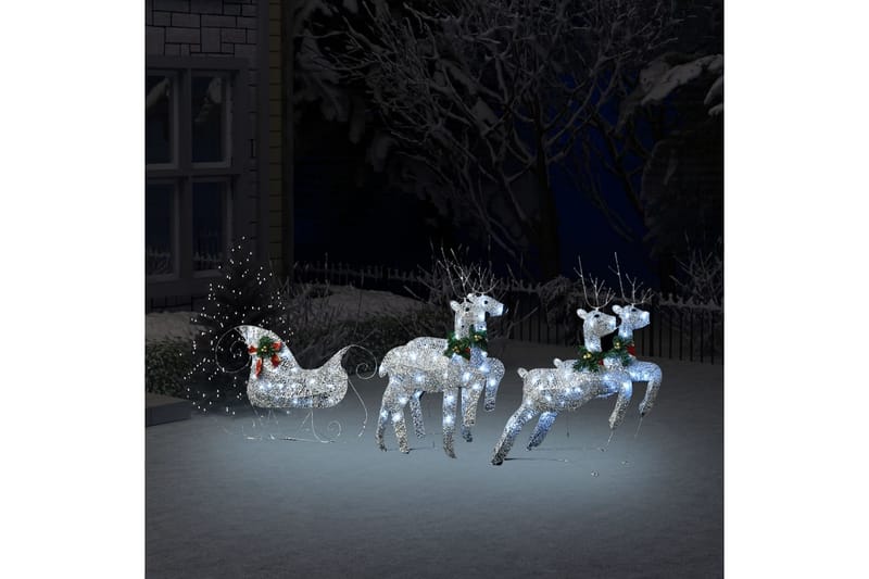 rensdyr & kane udendørs juledekoration 100'er LED sølvfarvet