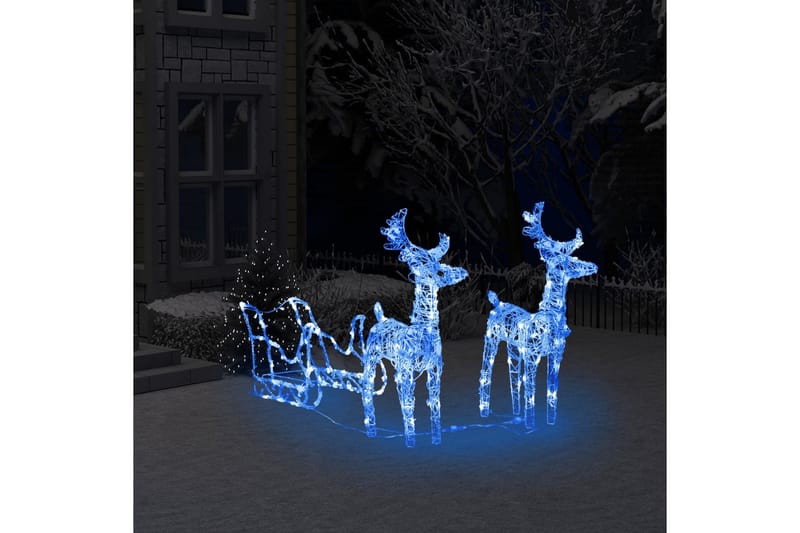 Ristede morfin Falde sammen rensdyr og kane juledekoration 160 LED'er 130 cm akryl - Blå | Trademax.dk