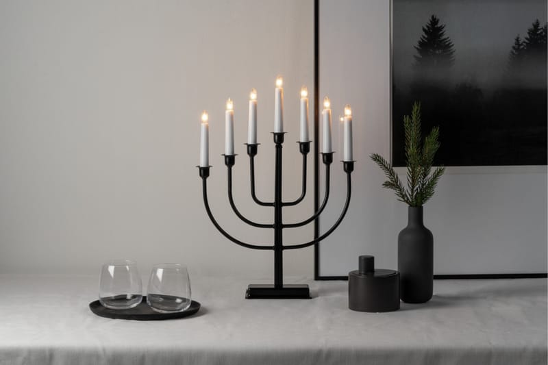 Ellysestage 7 lys sort metal - Kunstsmede - Belysning - Julebelysning - Adventsstage