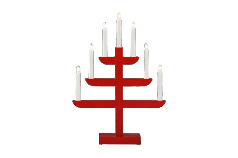 Ellysestage 7 lys træ rød - Kunstsmede - Belysning - Julebelysning - Adventsstage