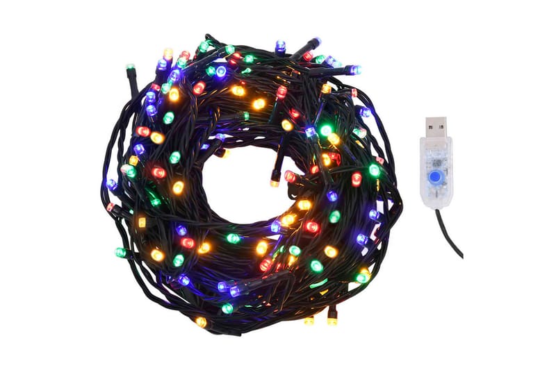 lyskæde med 400 LED'er 40 m 8 lyseffekter IP44 flerfarvet - Flerfarvet - Belysning - Julebelysning - Øvrig julebelysning