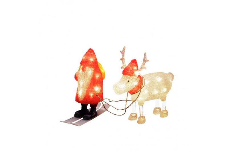Julemand med rensdyr akryl 40 Led Transparent/Rød - Kunstsmede - Belysning - Lamper & indendørsbelysning - Dekorativ belysning - Dekorationsbelysning dyr & figure