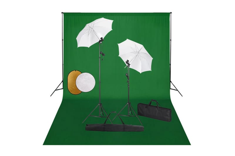 fotostudieudstyr med lamper, paraplyer, baggrund & reflektor - Belysning - Lamper - Fotobelysning & studiebelysning