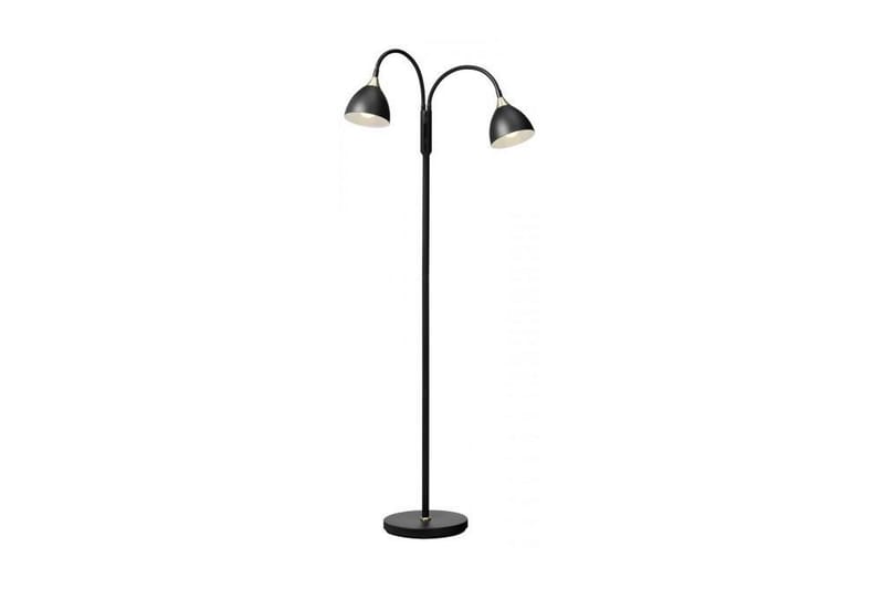 Cottex Ladida Gulvlampe 132 cm - Sort/Børstet Messing - Belysning - Lamper & indendørsbelysning - Gulvlampe & standerlampe - Toarmet gulvlampe