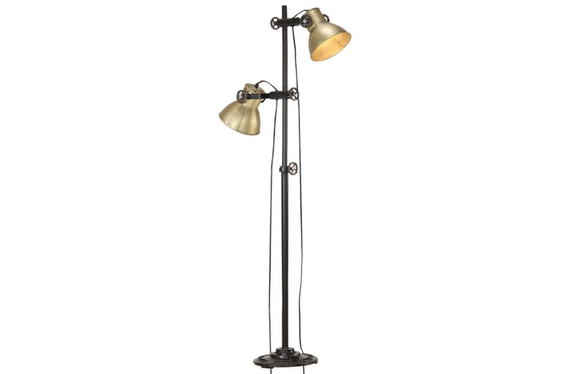Gulvlampe med 2 lampeskærme e27 støbejern messingfarvet - Guld - Belysning - Lamper & indendørsbelysning - Gulvlampe & standerlampe