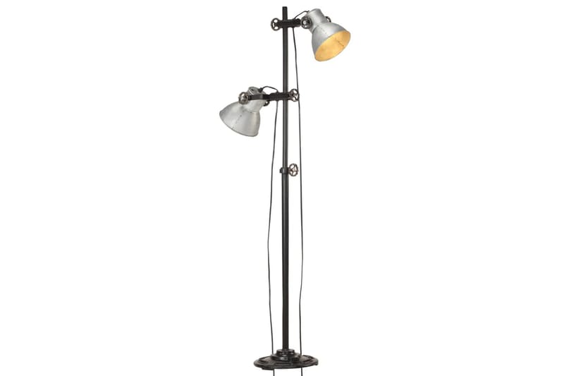Gulvlampe med 2 lampeskærme e27 støbejern sølvfarvet - Sølv - Belysning - Lamper & indendørsbelysning - Gulvlampe & standerlampe - Toarmet gulvlampe