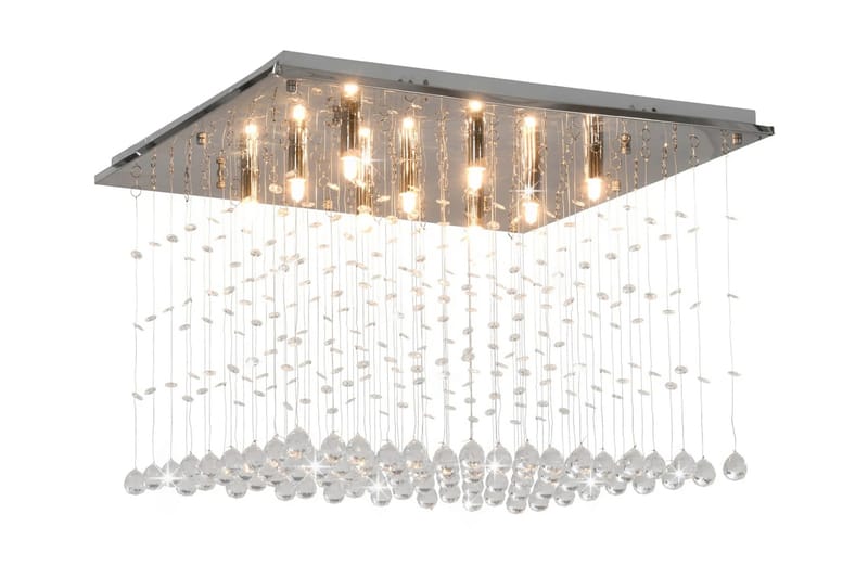 Loftlampe Med Krystalperler Kubeform G9 Sølvfarvet - Sølv - Belysning - Lamper & indendørsbelysning - Loftlampe - Lysekroner