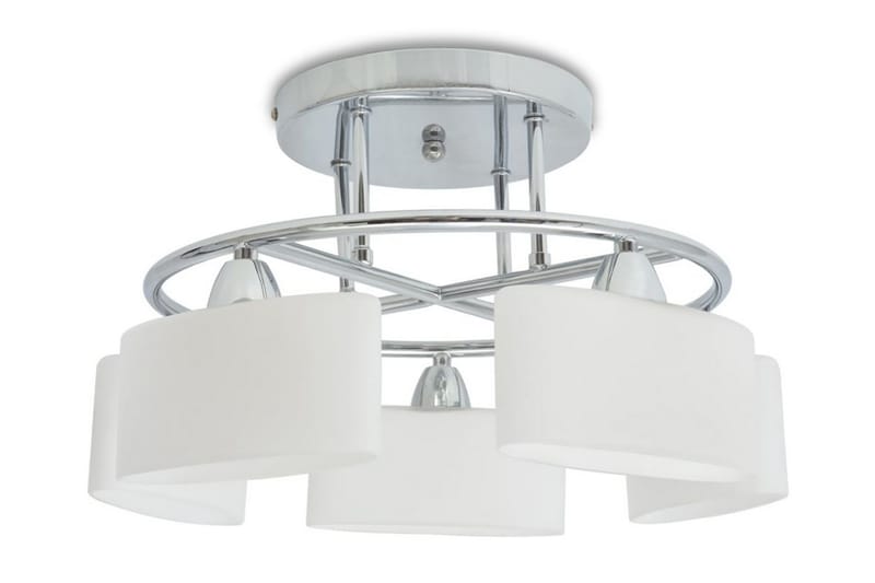 Loftslampe Med Ellipseformet Glasskygge 5 E14-Pærer 200 W - Hvid - Belysning - Lamper - Loftlampe - Plafond