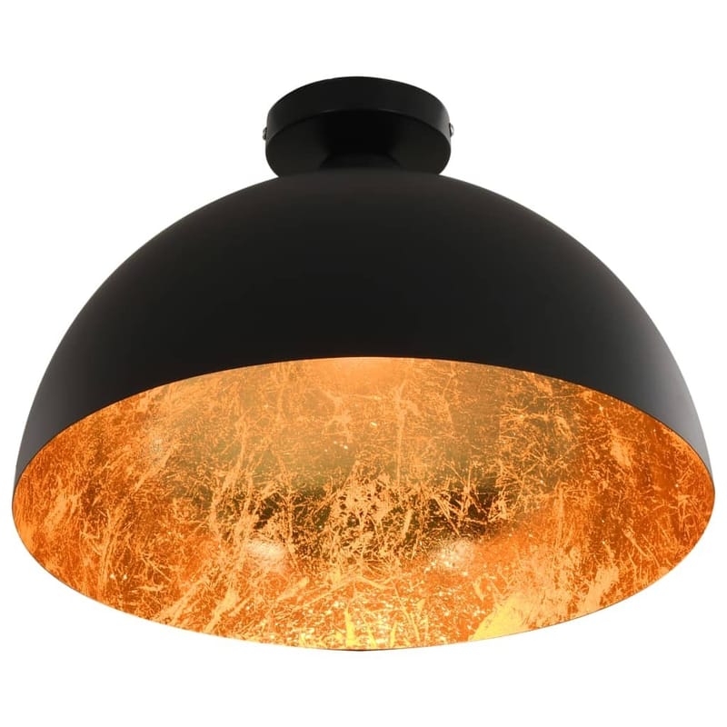 Loftslamper 2 Stk. Halvkugle E27 Sort Og Guldfarvet - Sort - Belysning - Lamper - Loftlampe - Plafond