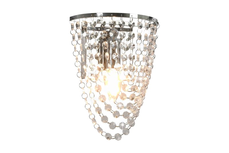 Væglampe Med Krystalperler Oval E14-Pære Sølvfarvet - Sølv - Belysning - Lamper - Væglampe