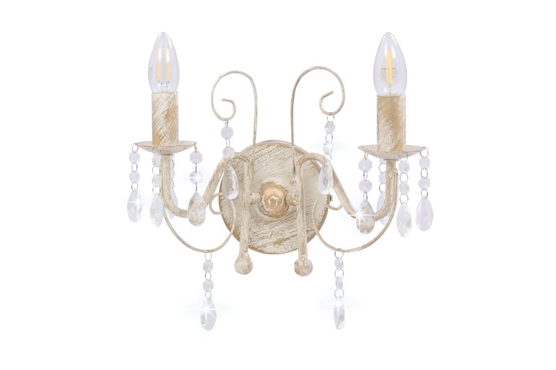 Væglampe Med Perler 2 X E14-Pærer Antik Hvid - Hvid - Belysning - Lamper & indendørsbelysning - Væglampe
