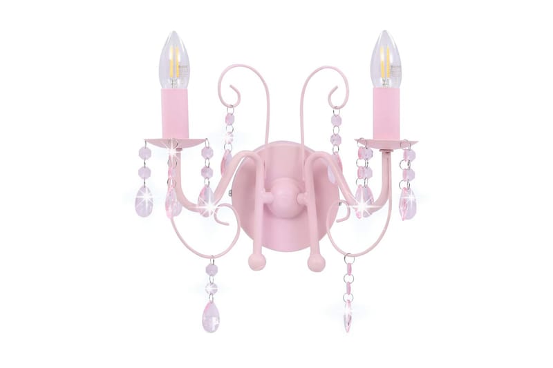 Væglampe Med Perler 2 X E14-Pærer Pink - Lyserød - Belysning - Lamper & indendørsbelysning - Væglampe