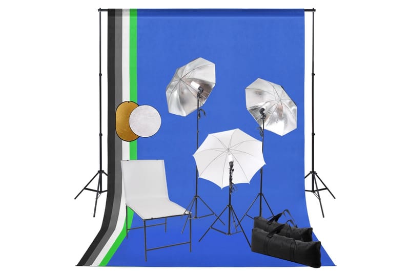 fotostudieudstyr med lamper, paraplyer, baggrund & reflektor - Belysning - Glødepærer & lyskilder - Arbejdsbelysning - Fotobelysning & studiebelysning