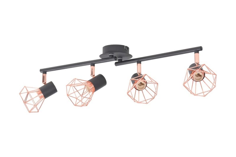 Loftslampe Med 4 Spotlys E14 Sort Og Kobberfarvet - Sort - Belysning - Lamper - Loftlampe - Plafond