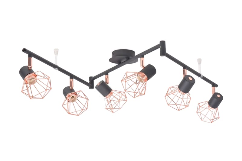 Loftslampe Med 6 Spotlys E14 Sort Og Kobberfarvet - Sort - Belysning - Lamper - Loftlampe - Plafond