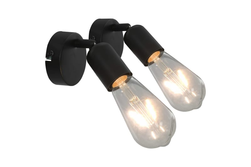 Spotlamper 2 Stk. Med Glødepærer 2 W E27 Sort - Sort - Belysning - Glødepærer & lyskilder - Spotlights & downlights - Vægspotlight