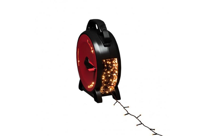 Ledningsrulle, 1000 amber LED Sort/Rød - Kunstsmede - Belysning - Udendørs lamper & belysning - Lyskæde udendørs