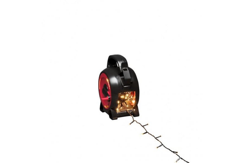 Ledningsrulle, 150 varmhvide LED Sort/Rød - Kunstsmede - Belysning - Udendørs lamper & belysning - Lyskæde udendørs