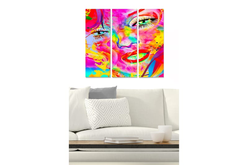 Billede Abstract 3 stk Flerfarvet - 22x05 cm - Boligtilbehør - Billeder & kunst - Billeder på lærred