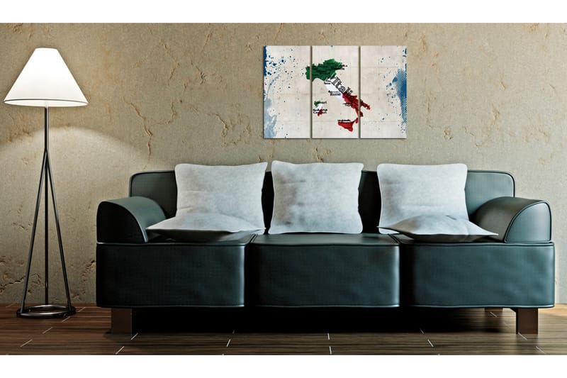 Billede Kort over Italien triptyk 90x60 - Fås i flere størrelser - Boligtilbehør - Billeder & kunst - Billeder på lærred