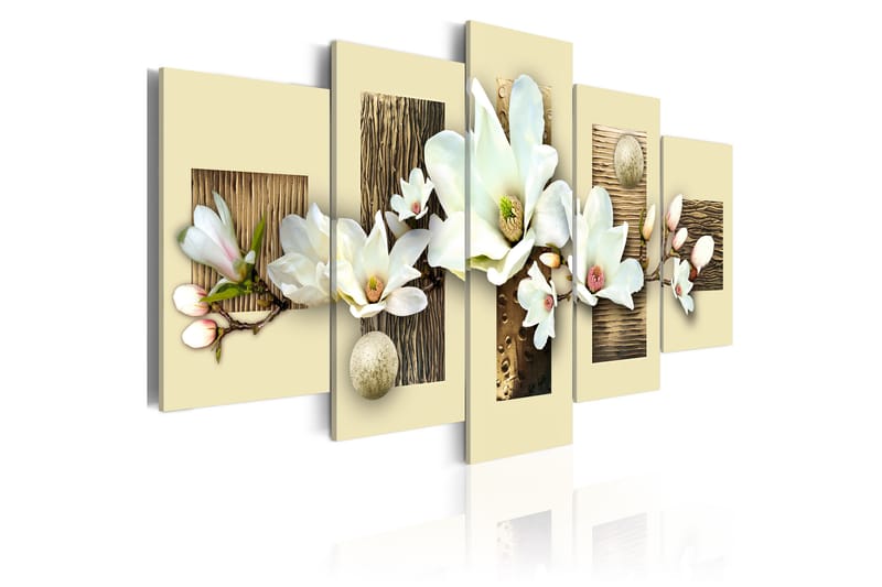 Billede Texture And Magnolia 200x100 - Artgeist sp. z o. o. - Boligtilbehør - Billeder & kunst - Billeder på lærred