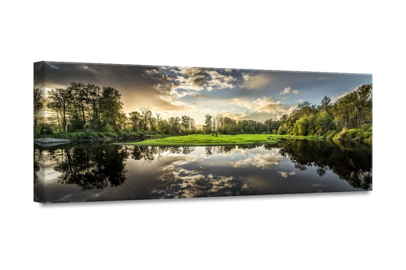 Green Sunset Billede Canvas - 60x150cm - Boligtilbehør - Billeder & kunst - Billeder på lærred
