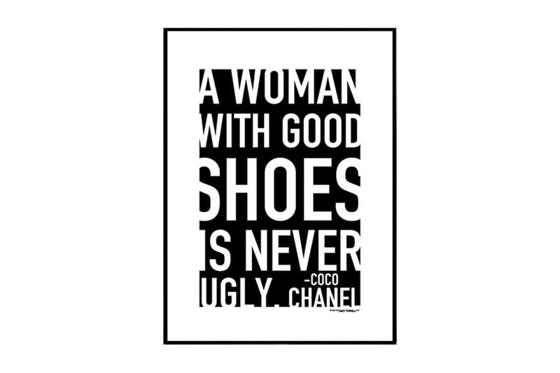 A Woman With Good Shoes, Coco Chanel Tekst Hvid/Sort