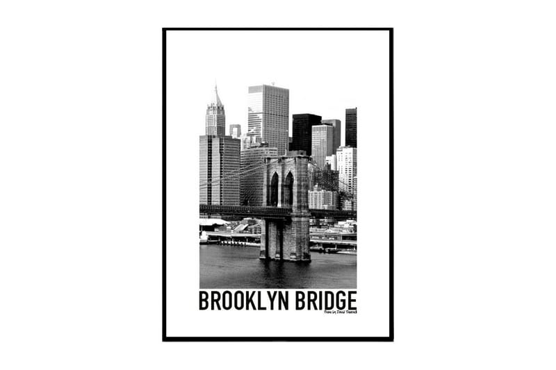 Brooklyn Bridge & NY Skyline B&W Foto Hvid/Sort