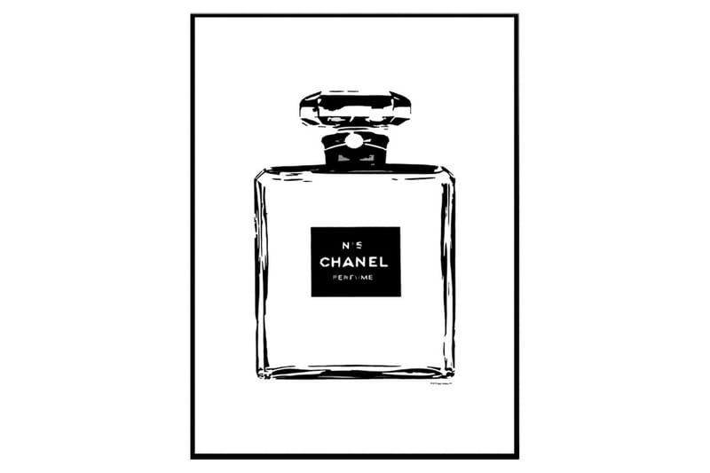 Chanel No5 Perfume Bottle Illustration Hvid/Sort