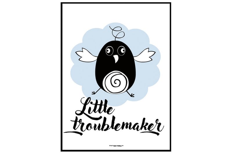 Little Troublemaker Illustration/Tekst Blå/Hvid/Sort