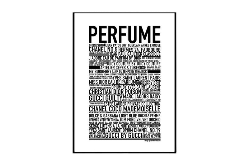 Perfumes - David Thornell Tekst Hvid/Sort - 50x70 cm - Boligtilbehør - Billeder & kunst - Posters & plakater