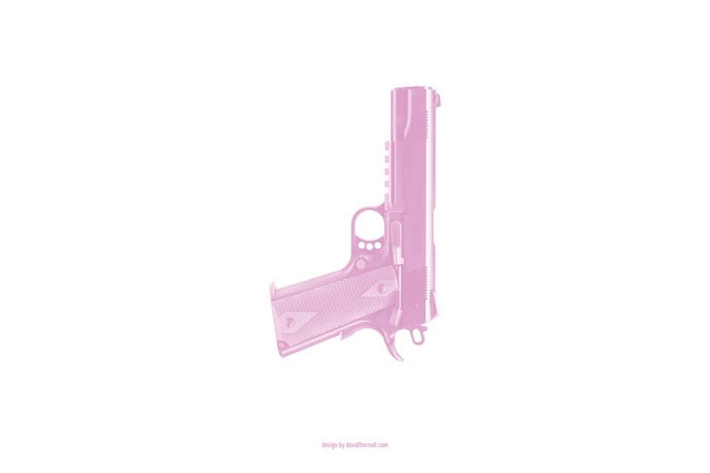 Pink Gun Illustration Hvid/ Lyserød