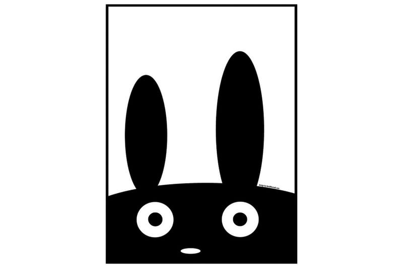 The Mascot Bunny Illustration Hvid/Sort - 40x50 cm - Boligtilbehør - Indretning børneværelse - Dekoration til børneværelset - Vægdekoration børn - Børneplakater
