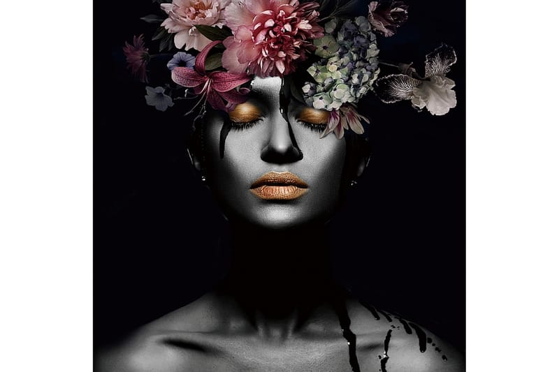 Akrylbillede Flower Woman III Glas/Sort/Flerfarvet - 120x80 cm - Boligtilbehør - Billeder & kunst - Billeder på lærred